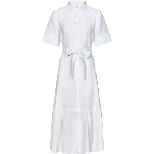 Weiße Leinenhemdkleid mit Gürtel , Damen, Größe: S - Polo Ralph Lauren - Modalova