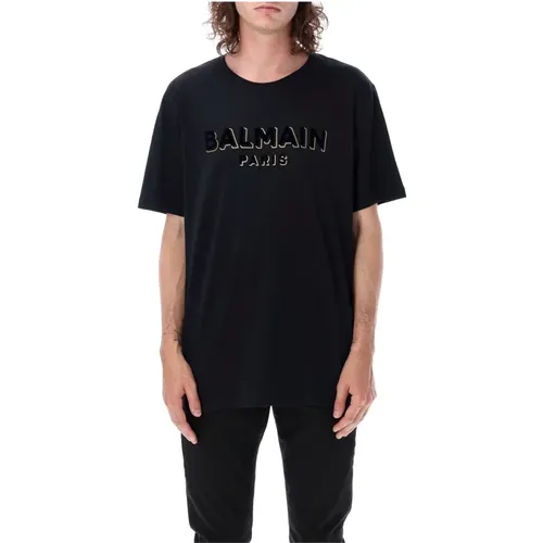 Gold Logo T-Shirt , male, Sizes: S - Balmain - Modalova