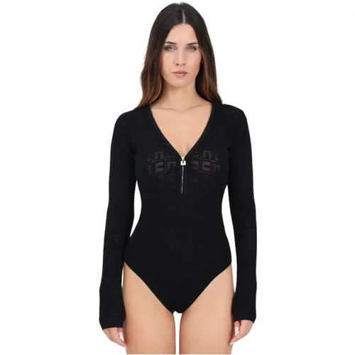 Mesh Logo Body Top , female, Sizes: M, L - Elisabetta Franchi - Modalova