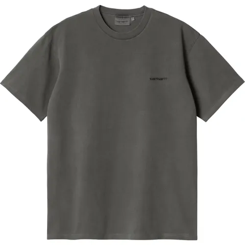 Besticktes Logo Baumwoll-T-Shirt,Besticktes Logo Kurzarm T-Shirt,Script Duster Baumwoll-T-Shirt - Carhartt WIP - Modalova