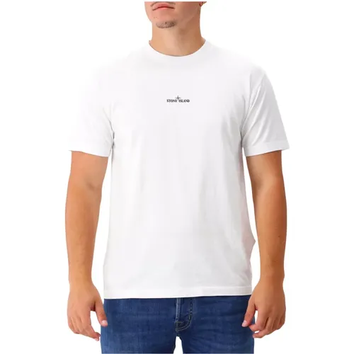 Weißes Logo Print Tee , Herren, Größe: L - Stone Island - Modalova