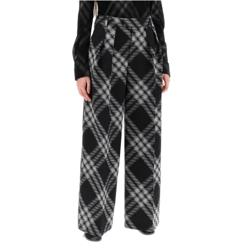 Checkered Palazzo Pants with Double Pleat , female, Sizes: 2XS - Burberry - Modalova