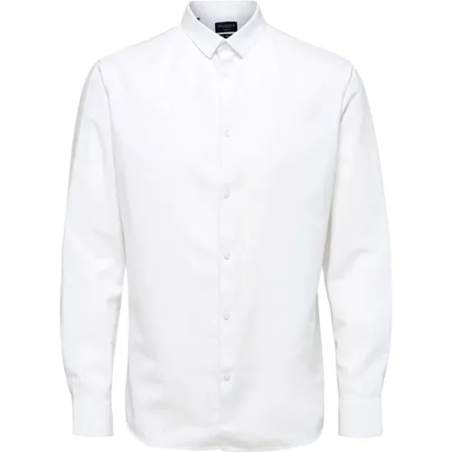 Schlankes Lin -Shirt , Herren, Größe: S - Selected Homme - Modalova