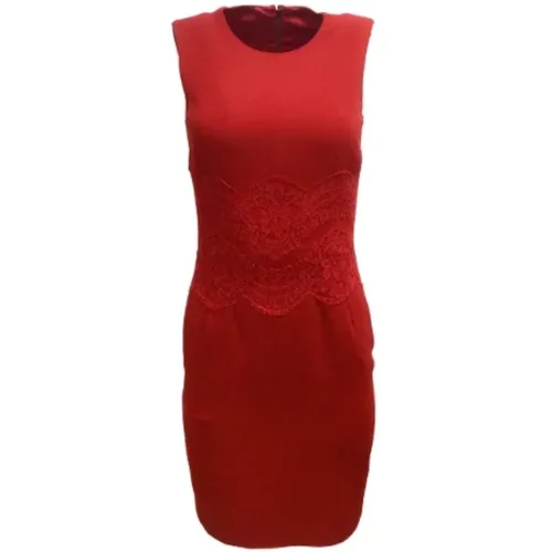 Rotes Stoff Ärmelloses Crepe Mini Kleid mit Spitzenbesatz - Dolce & Gabbana Pre-owned - Modalova