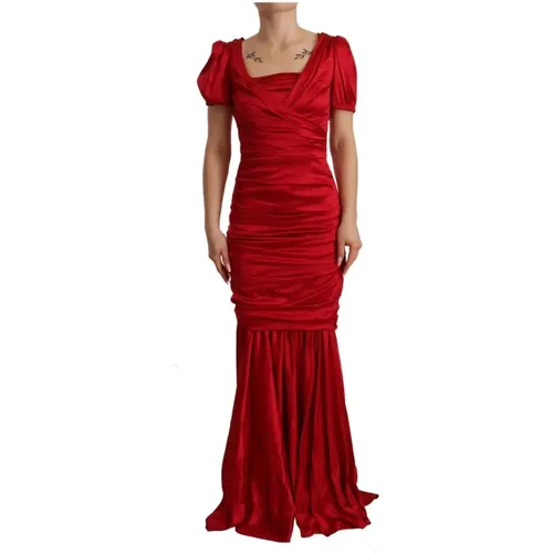 Rotes Seiden Stretch Sheath Meerjungfrau Kleid - Dolce & Gabbana - Modalova