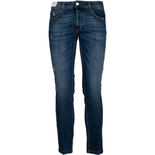 Dunkle Denim Kurze Jeans mit Abrieb , Herren, Größe: W35 - Entre amis - Modalova