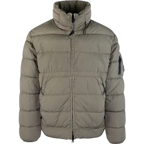 Grey Hooded Down Jacket , male, Sizes: L, XL, S, M - C.P. Company - Modalova