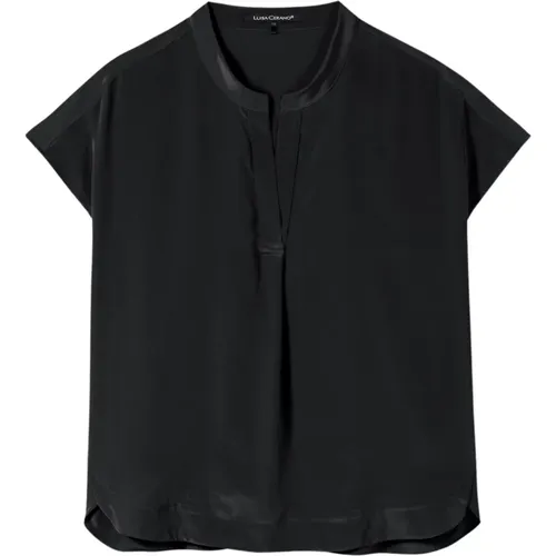 Flowing Techno-Seide Bluse mit V-Ausschnitt , Damen, Größe: 2XL - LUISA CERANO - Modalova