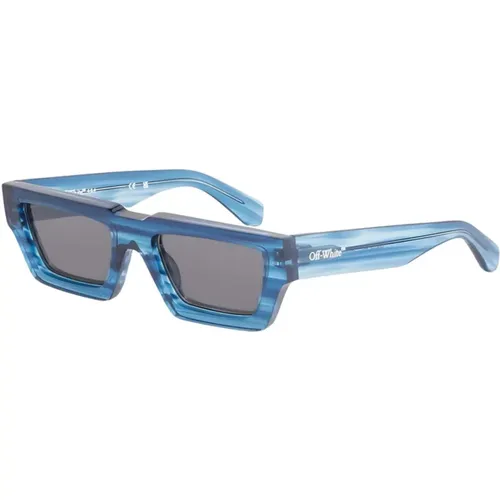 Blau Gestreifte Sonnenbrille Manchester - Off White - Modalova