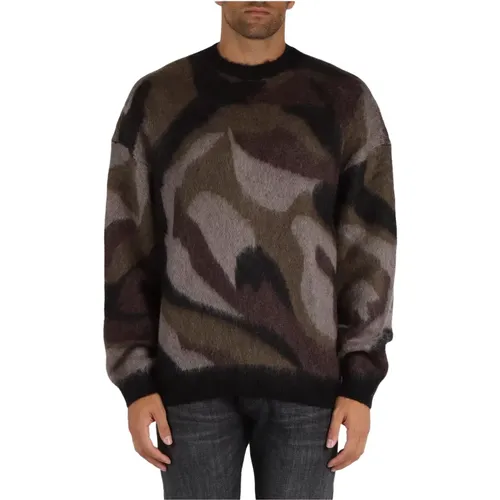 Camouflage Wool Blend Crewneck Sweater , male, Sizes: XL - Emporio Armani - Modalova