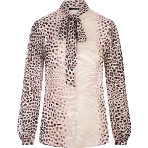 White Shark Devoré Satin Shirt , female, Sizes: XS, 2XS - Roberto Cavalli - Modalova