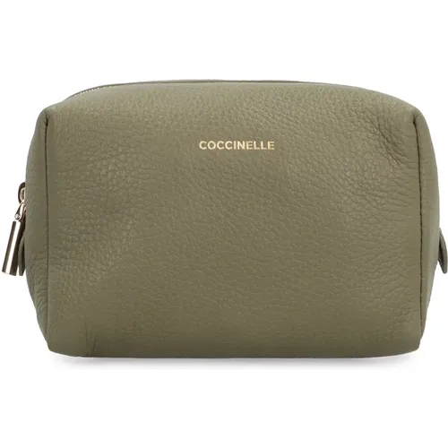 Körniges Leder-Waschtasche mit goldfarbener Hardware , Damen, Größe: ONE Size - Coccinelle - Modalova