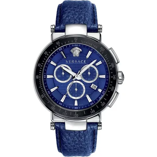 Mystique Chrono Leather Strap Watch , male, Sizes: ONE SIZE - Versace - Modalova