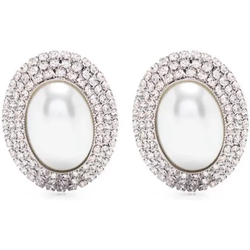 Crystal Embellished Silver Earrings , female, Sizes: ONE SIZE - Alessandra Rich - Modalova