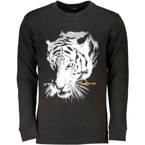 Schwarzer Baumwoll-Sweatshirt mit Print-Logo - Cavalli Class - Modalova