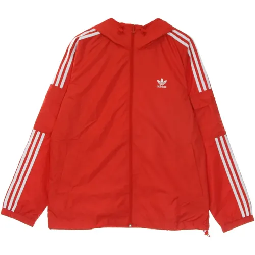 Rote Klassische Windbreaker Jacke mit 3 Streifen , Herren, Größe: M - Adidas - Modalova