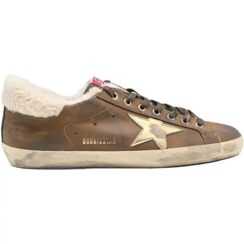 Brown Gold Star Shearling Sneakers , male, Sizes: 9 UK - Golden Goose - Modalova