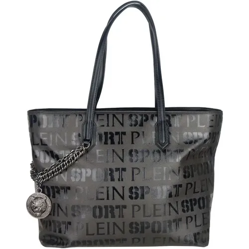 Elegante schwarze Shopper-Tasche mit Logodruck und Kreuzgurt - Plein Sport - Modalova