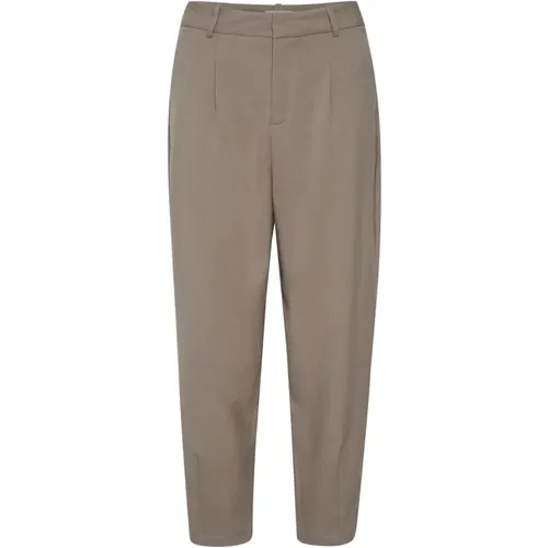 High-Waisted Cropped Pants with Belt Loops and Side Pockets , female, Sizes: XL, 2XL, M, 3XL, L - Kaffe - Modalova