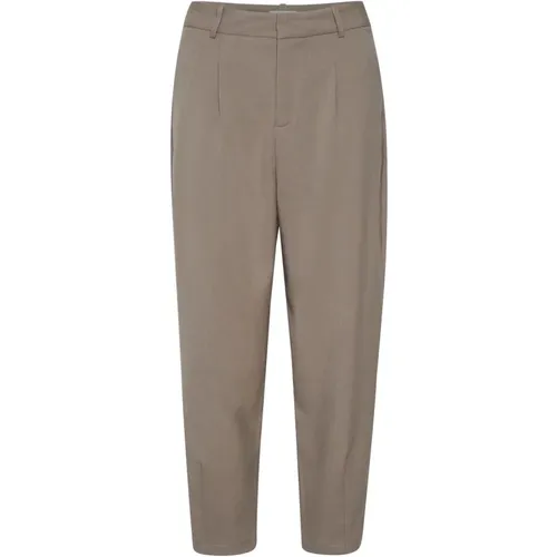 High-Waisted Cropped Pants with Belt Loops and Side Pockets , female, Sizes: XL, L - Kaffe - Modalova