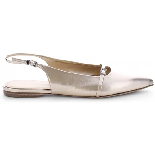 Gold Flats with Pointed Toe and Ankle Strap , female, Sizes: 6 UK, 5 1/2 UK - Kennel & Schmenger - Modalova