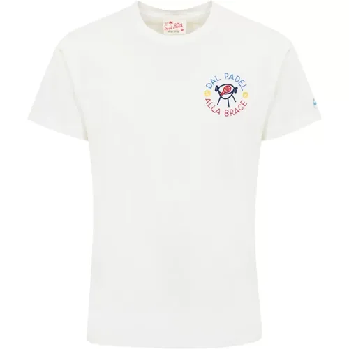 Baumwoll-T-Shirt Rundhalsausschnitt Kurzarm Stickerei , Herren, Größe: XL - MC2 Saint Barth - Modalova