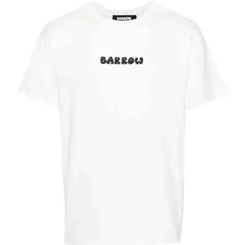 Weiße Baumwoll-T-Shirt mit Logo-Druck , Herren, Größe: M - Barrow - Modalova