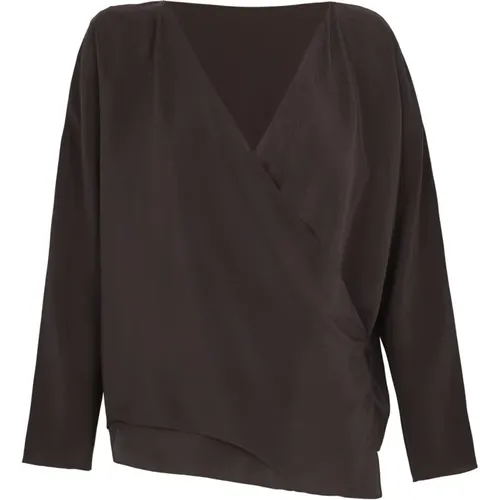 Silk Crossed Blouse Graphite , female, Sizes: S, M, XL, L, 2XL - Cortana - Modalova