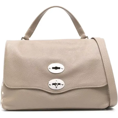 Grey Grained Leather Bag with Stud Detailing , female, Sizes: ONE SIZE - Zanellato - Modalova