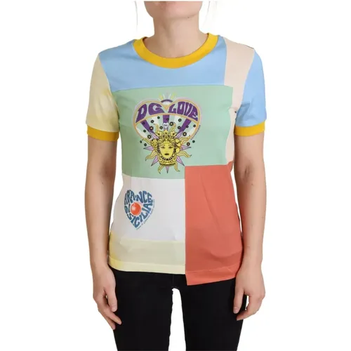 Buntes Patchwork Baumwoll T-Shirt - Dolce & Gabbana - Modalova