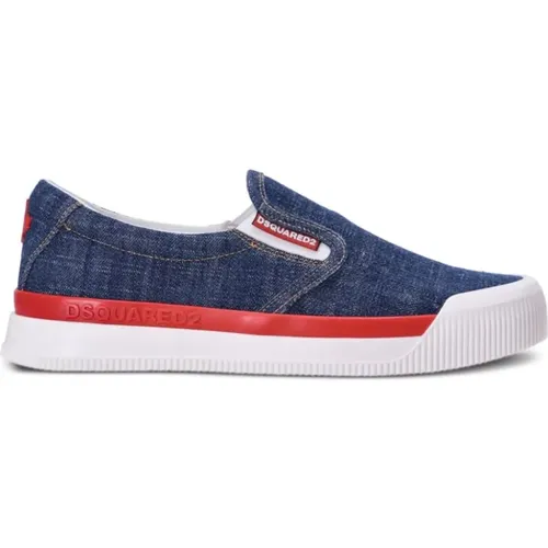 Navy Low-Tops with Logo Tag , male, Sizes: 8 1/2 UK, 11 UK - Dsquared2 - Modalova
