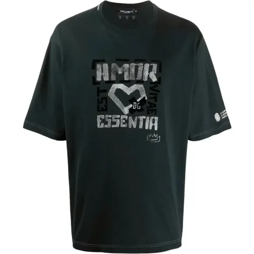 Baumwoll-T-Shirt mit Brand Design , Herren, Größe: XL - Dolce & Gabbana - Modalova