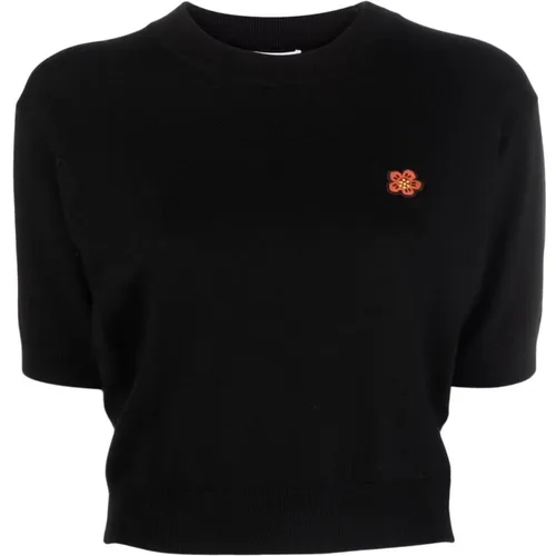 Crop Sweater with Contrast Detail , female, Sizes: M, L - Kenzo - Modalova