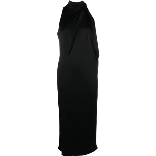 Schwarzes Drapiertes Ärmelloses Kleid - Versace - Modalova
