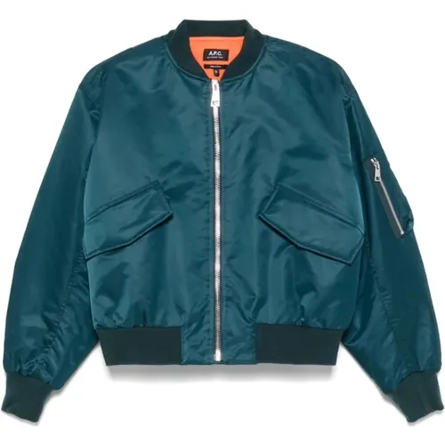 Teal Frontreißverschluss Oberbekleidung , Damen, Größe: 2XS - A.P.C. - Modalova