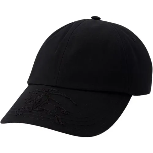 Schwarze Applique Cap - Synthetik - Leder , unisex, Größe: S - Burberry - Modalova