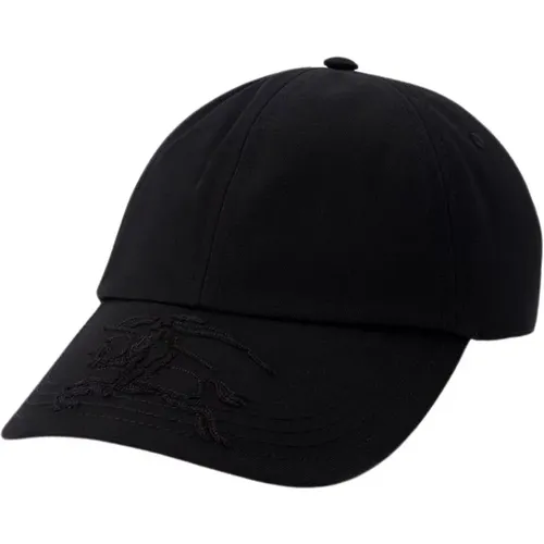 Schwarze Applique Cap - Synthetik - Leder , unisex, Größe: M - Burberry - Modalova