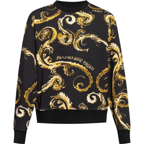 Schwarzer Pullover mit ***cv , Herren, Größe: L - Versace Jeans Couture - Modalova