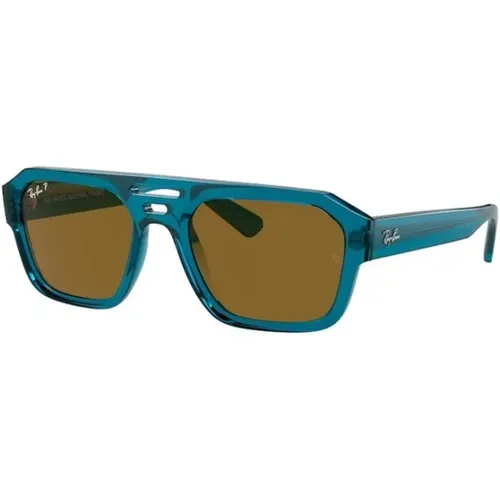 Blaues Gestell Braune Gläser Sonnenbrille - Ray-Ban - Modalova