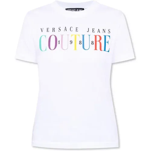 Multicolor Logo T-Shirt für Damen - S , Damen, Größe: S - Versace Jeans Couture - Modalova