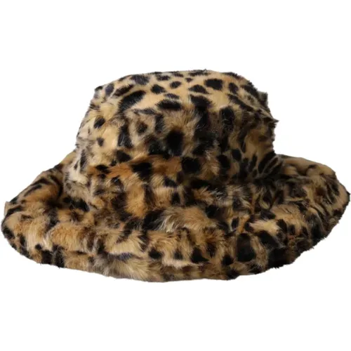 Leopard Bucket Hat Fur , female, Sizes: 57 CM - Dolce & Gabbana - Modalova