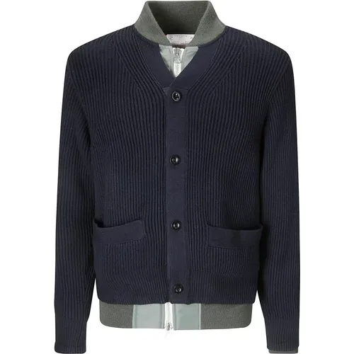 Wool Cardigan Jeans Jacket Button Closure , male, Sizes: M - Sacai - Modalova