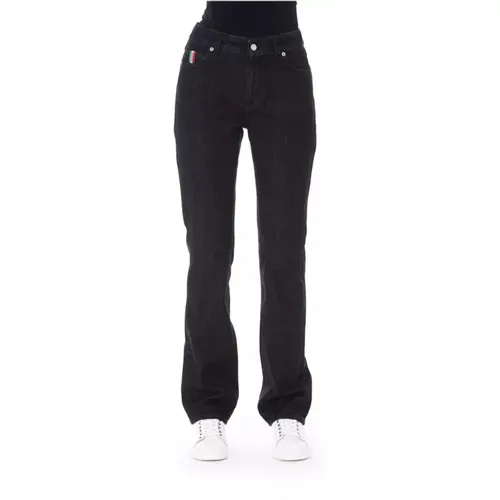 Logoed Button Cotton Jeans Tricolor Insert , female, Sizes: W31, W32, W29, W30, W28 - Baldinini - Modalova