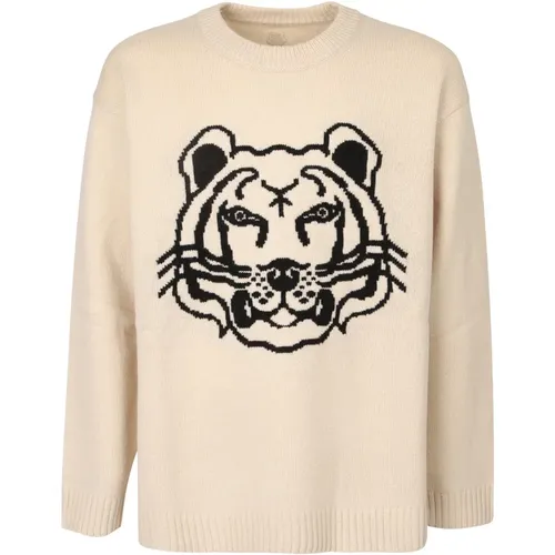 Round Neck Knitwear with Tiger Head Motif , male, Sizes: XL - Kenzo - Modalova