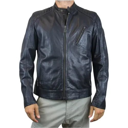 Schwarze Lederjacke - Herrenmodell - Belstaff - Modalova