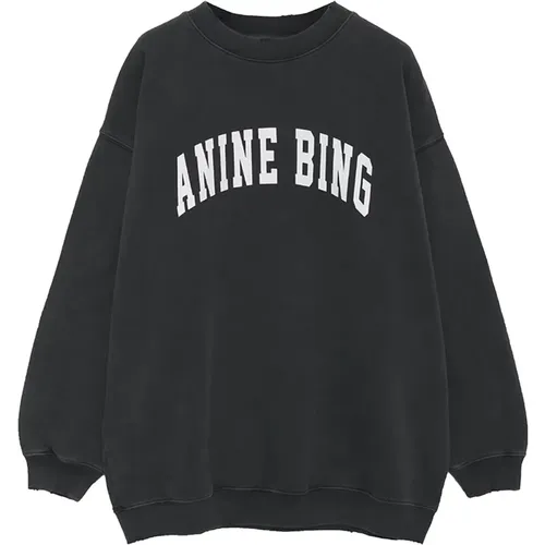 Cooler Print Sweatshirt Gewaschen Schwarz , Damen, Größe: M - Anine Bing - Modalova