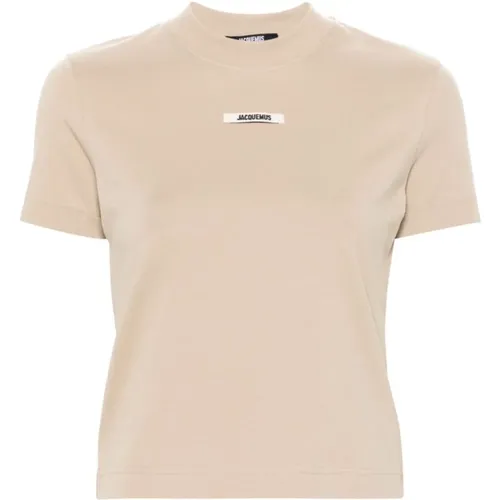 Jersey Texture Logo Patch T-shirt , female, Sizes: L - Jacquemus - Modalova