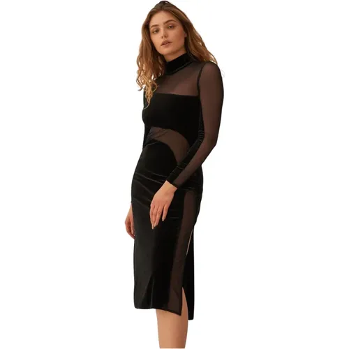 Schwarzes Maxikleid mit Mesh-Ausschnitten , Damen, Größe: S - Undress Code - Modalova