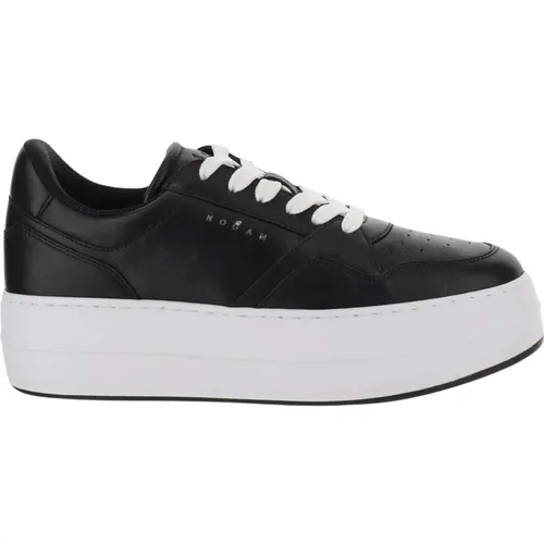 Leather Sneakers Round Toe Lace-up Front , female, Sizes: 5 1/2 UK, 7 UK, 2 UK, 3 1/2 UK, 4 1/2 UK, 5 UK, 8 UK, 6 UK, 6 1/2 UK - Hogan - Modalova