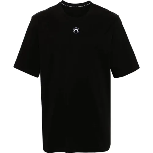 Schwarzes Crescent Moon Baumwoll T-Shirt , Herren, Größe: L - Marine Serre - Modalova